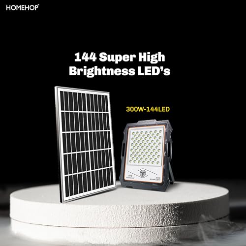 Homehop Solar Flood Light Outdoor, Waterproof 300 Watts Automatic LED Wall Lamp for Garden, Home, and Balcony,Dusk to Dawn with Remote .(Cool White-Aluminum) - Image 3