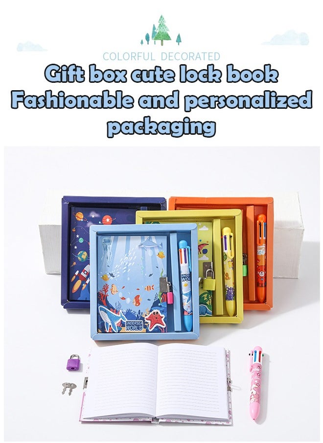 ZCM-HAPPY - 2 PCS Handbook Gift Box Set – Children's Diary with Password Lock and Multicolor Pen, Ideal for Primary School Student Prizes and Gifts - Image 1