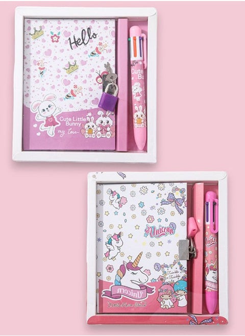 2 PCS Handbook Gift Box Set – Children's Diary with Password Lock and Multicolor Pen, Ideal for Primary School Student Prizes and Gifts