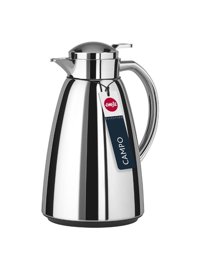 EMSA Campo Vacuum Flask 1L – Chrome Finish Premium Insulated Thermal Jug for Hot & Cold Beverages – Elegant Coffee & Tea Serving Flask – Made in Germany - Image 3