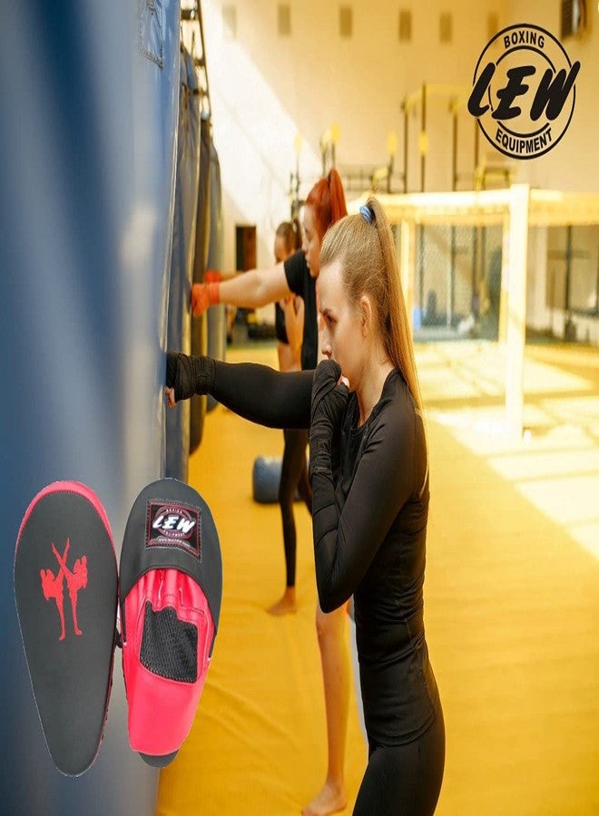 LEW Pro Curved PU Boxing/Kickboxing/MMA/Muay Thai Pleather Focus Pads (Red/Black) - Image 3