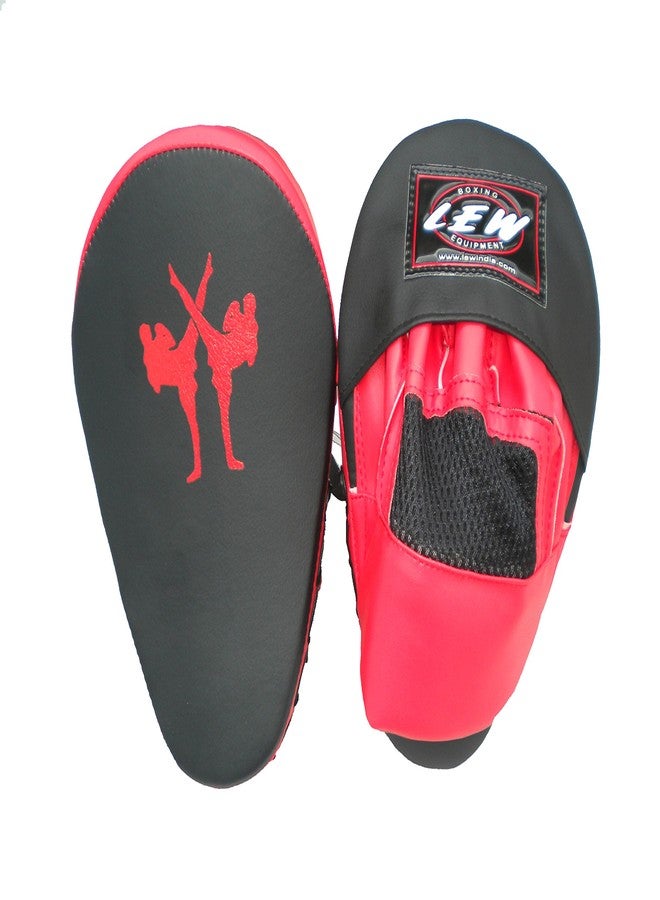 LEW Pro Curved PU Boxing/Kickboxing/MMA/Muay Thai Pleather Focus Pads (Red/Black) - Image 2