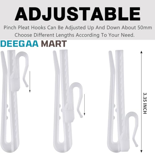 DEEGAA MART 24 PCS Adjustable Plastic Pinch Pleat Curtain Hooks, Ratchet System Pin Hooks for Pinch Pleated Drapery, 85mm Plastic Adjust Hooks for Curtains and Drapes - Image 5