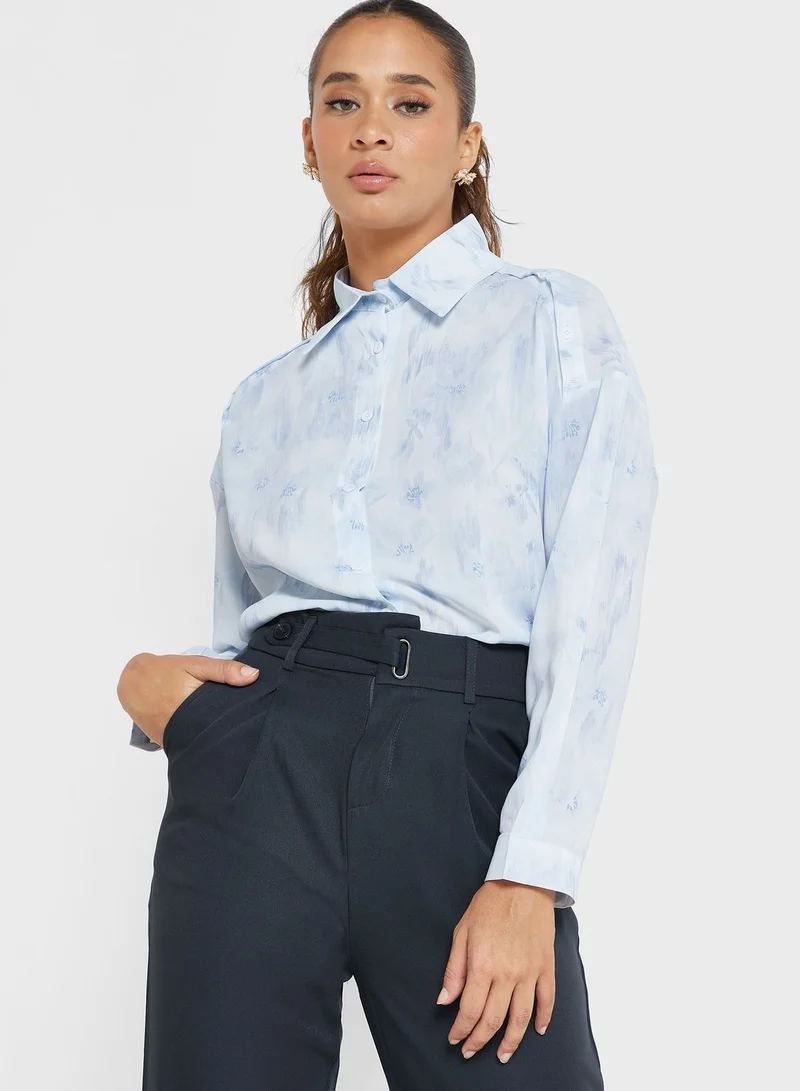 ELLA Printed Button Down Top