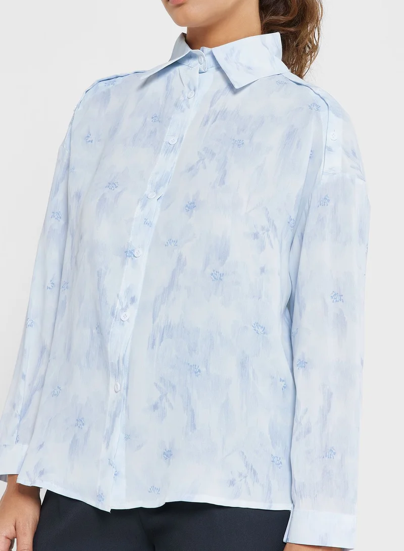 ELLA Printed Button Down Top