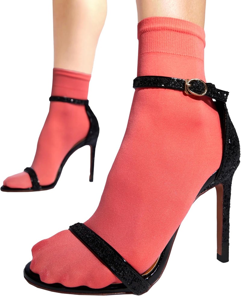sofsy Italian High-Fashioned Ankle Socks - 40 Den Semi Sheer Nylon Stockings for Women | Durable, Soft, Low-Cut Design - Image 1