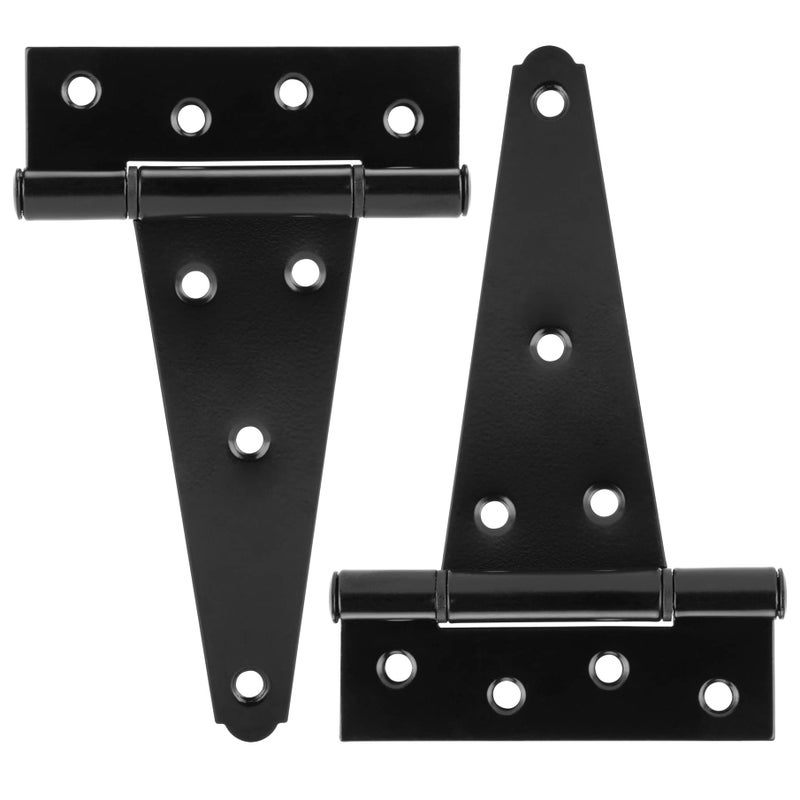 HILLMASTER 6 Inch TStrap Heavy Duty Shed Door Hinges Gate Strap Hinges Black Tee Hinge Wrought Hardware for Wooden FencesYardBarn DoorRustproof2 Pack