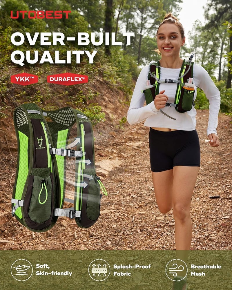 UTOBEST Running Vest, 5L Hydration Vest Lightweight, Breathable and Sweatproof Running Backpack, Adjustable Running Hydration Vest for Trail Running Marathon Race Jogging Cycling - Image 4