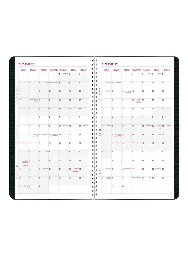 Brownline® 2026 DuraFlex Monthly Planner, 14 Months, December 2025 to January 2027, Twin-Wire Binding, 8.875" x 7.125", Black (CB1200V.BLK-26) - Image 2