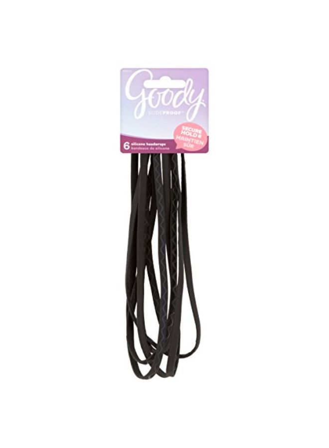 Goody Slide-Proof Headbands, Black, 6 Count - Image 2