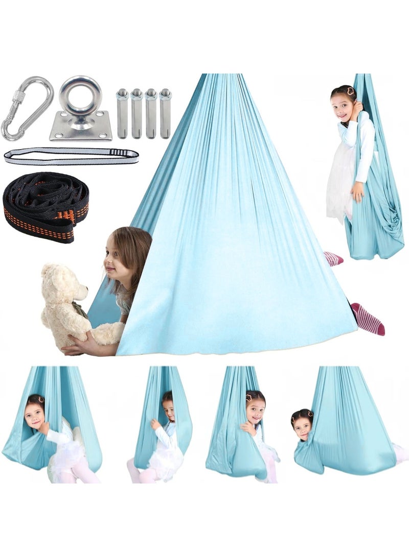 WALALLA Portable Sensory Swing, Soft Yoga HammockHolds up to 300lbs, Indoor & Outdoor BreathableTherapy Swing Hammock, Double Layer Cuddle Swing with 360 Swivel Hanger Kit for Kids & Adults - Image 1