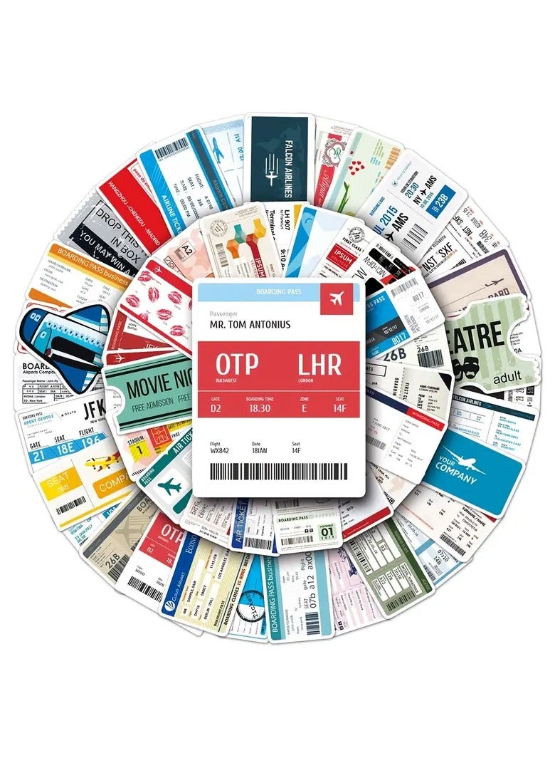 Goolsky 52Pcs Airline Ticket Stickers, Waterproof Stickers Decals For Car, Motorcycle, Laptop, Luggage, Water Bottle, Skateboard Decor Accessories - Image 4