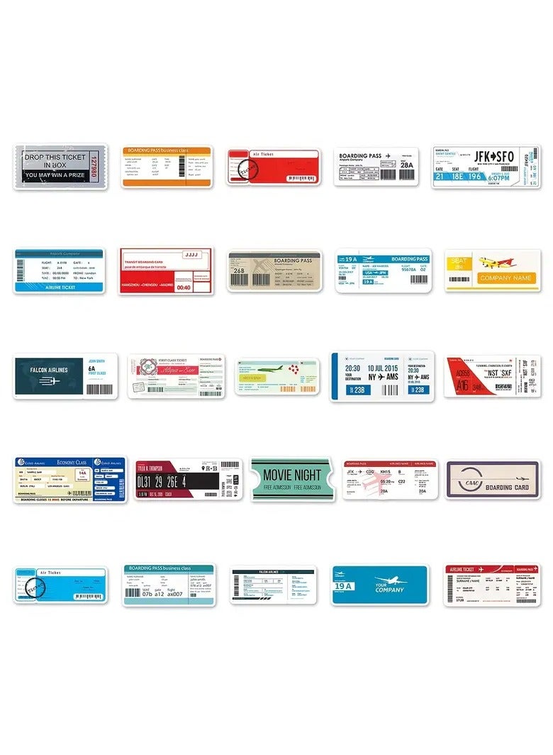 Goolsky 52Pcs Airline Ticket Stickers, Waterproof Stickers Decals For Car, Motorcycle, Laptop, Luggage, Water Bottle, Skateboard Decor Accessories - Image 2