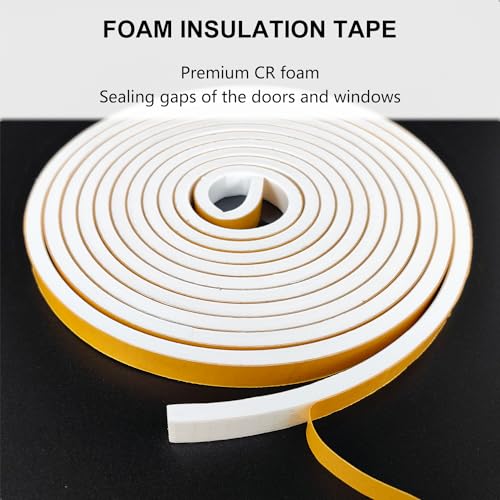 Topiverse Weather Stripping Door Seal Strip, Strong Adhesive, Weatherproof, Reduce Noise, Gap Filler, Foam Insulation Tape for Doors and Windows (1/2 in x 1/4 in x 13 Ft), White - Image 5