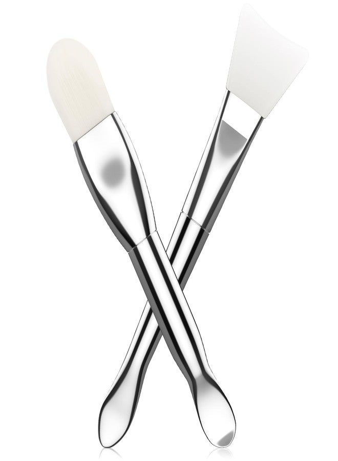 2PCS Facial Mask Brush Applicator Double-Ended Face Mask Brush for Mud Clay Modeling Mask, DIY, Soft Silicone Face Mask brush, Mask Applicator Tool with Digging Spoon Brush - Image 1