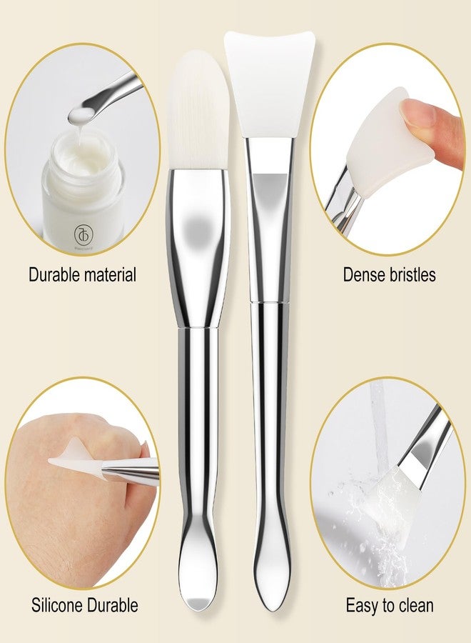 2PCS Facial Mask Brush Applicator Double-Ended Face Mask Brush for Mud Clay Modeling Mask, DIY, Soft Silicone Face Mask brush, Mask Applicator Tool with Digging Spoon Brush - Image 3