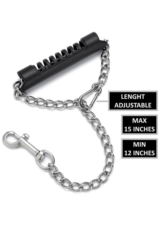 MOZETO Stainless Steel Short Dog Leash for Training - MOZETO Adjustable 12-15in Chew Proof Heavy Duty Leash with Comfortable Hard Handle for Small Medium Large Dogs - Image 3