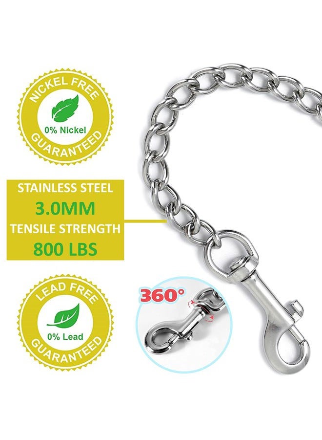 MOZETO Stainless Steel Short Dog Leash for Training - MOZETO Adjustable 12-15in Chew Proof Heavy Duty Leash with Comfortable Hard Handle for Small Medium Large Dogs - Image 4