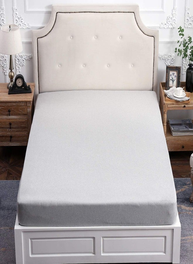 PURE ERA Jersey Knit Heather Cotton Fitted Bottom Sheet ONLY (No Flat Sheet or Pillow Shams) Deep Pocket Up to 15" to 20" Ultra Soft Comfy Breathable Grey King - Image 4