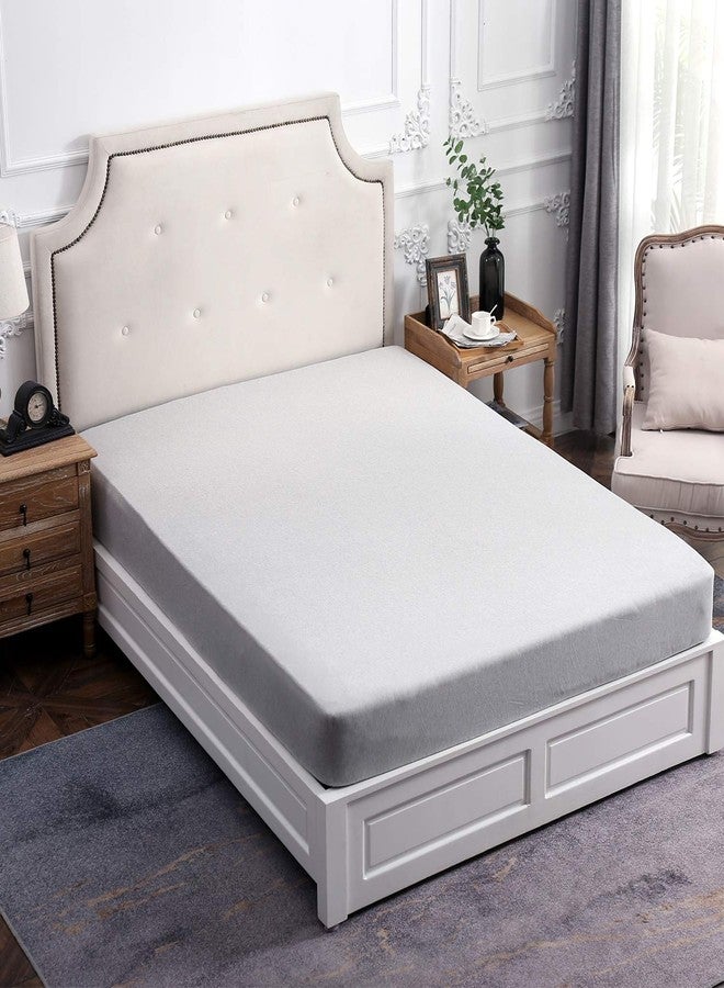PURE ERA Jersey Knit Heather Cotton Fitted Bottom Sheet ONLY (No Flat Sheet or Pillow Shams) Deep Pocket Up to 15" to 20" Ultra Soft Comfy Breathable Grey King - Image 5