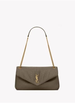 Yves Saint Laurent Crossbody Bag – Women's Medium CALYPSO Grained Leather Flap Bag, Light Musk Color, Stylish Small Square YSL Handbag  - Image 1