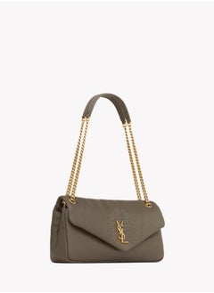 Yves Saint Laurent Crossbody Bag – Women's Medium CALYPSO Grained Leather Flap Bag, Light Musk Color, Stylish Small Square YSL Handbag  - Image 2