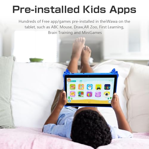 PRITOM 10 inch Kids Tablets Android 13, Tablet with Lanyard 64GB, Quad-Core, HD IPS Display, WiFi, Dual Camera, Toddler Tablet for Kids Age 3+, Blue - Image 4