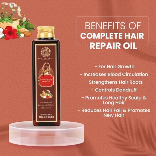 RYLLZ ESSENTIALS Complete Hair Repair Oil | With Redensyl, Rosemary, Bhingraj, Argan & Other 30 Precious Ayurvedic Herbs | Promotes Hair Growth, Reduces Hair Fall, Reduces Dandruff, Relieves Headache & Strengthens Hair Roots | 100 Ml - Image 4
