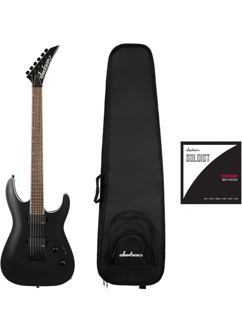 Jackson X Series Soloist SLA6 DX Baritone 6String Electric Guitar Satin Black Bundle with Jackson Gig Bag and Strings 3 Items
