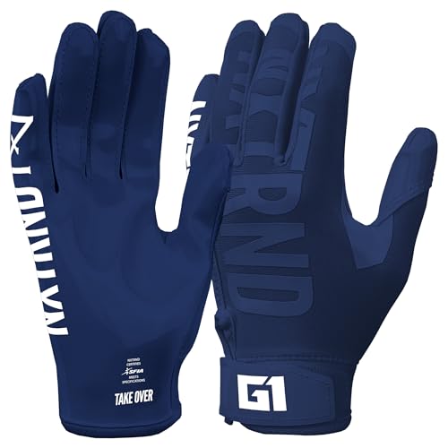 NXT NXTRND Nxtrnd G1 Youth Football Gloves, Kids Sticky Receiver Gloves (Navy Blue, Youth Large) - Image 1
