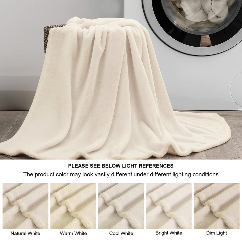 BEDELITE Fleece Blanket Beige Throw Blankets for Couch & Bed, Luxury Plush Cozy Fuzzy Blanket 50" x 60", Super Soft Warm Lightweight Throw Blanket for Travel Camping - Image 3