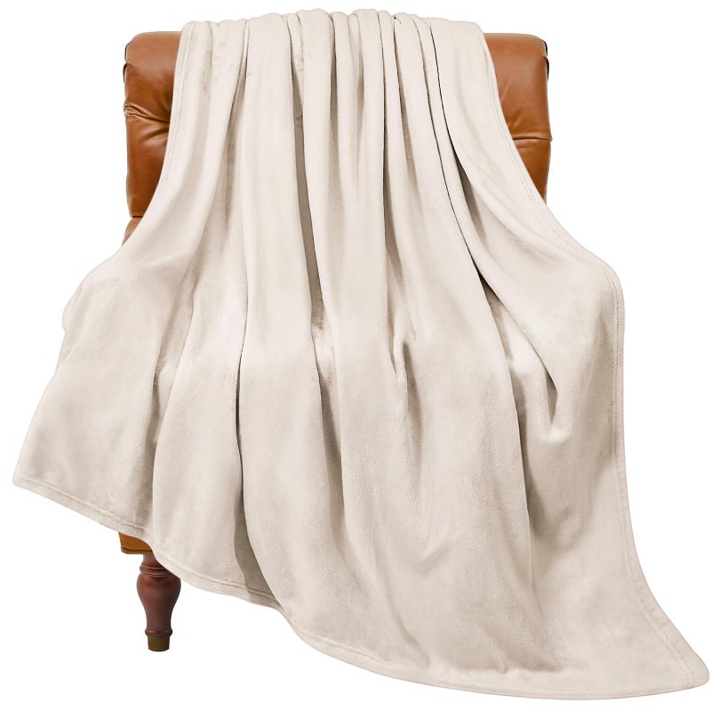 BEDELITE Fleece Blanket Beige Throw Blankets for Couch & Bed, Luxury Plush Cozy Fuzzy Blanket 50" x 60", Super Soft Warm Lightweight Throw Blanket for Travel Camping - Image 1