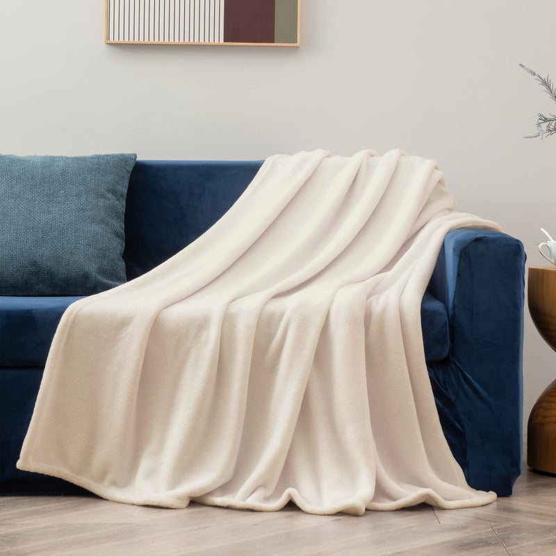 BEDELITE Fleece Blanket Beige Throw Blankets for Couch & Bed, Luxury Plush Cozy Fuzzy Blanket 50" x 60", Super Soft Warm Lightweight Throw Blanket for Travel Camping - Image 2