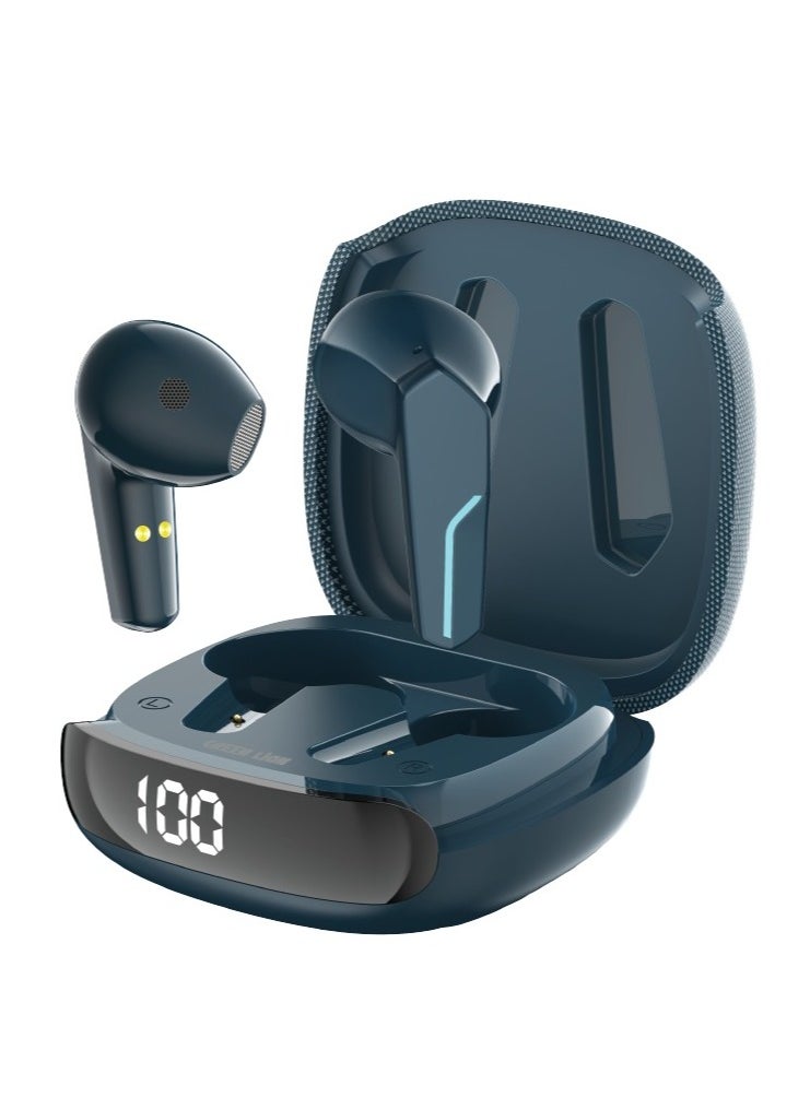 GREEN LION Interlaken True Wireless Earbuds with ENC and Dual Microphone / Battery Display / Truewireless Headphones / Hands-Free Calling / Breathing Lights - Blue  - Image 1