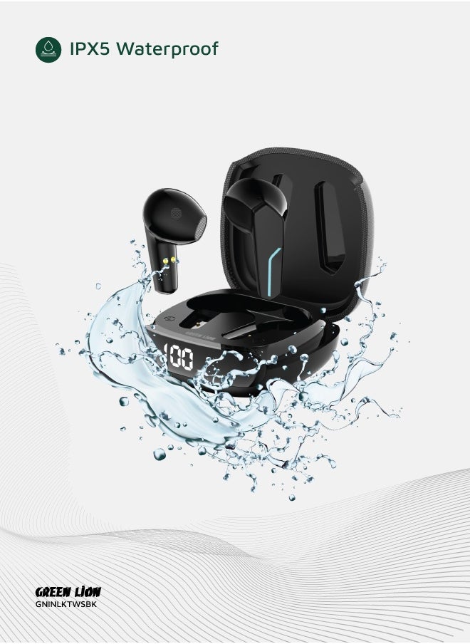 GREEN LION Interlaken True Wireless Earbuds with ENC and Dual Microphone / Battery Display / Truewireless Headphones / Hands-Free Calling / Breathing Lights - Blue  - Image 4