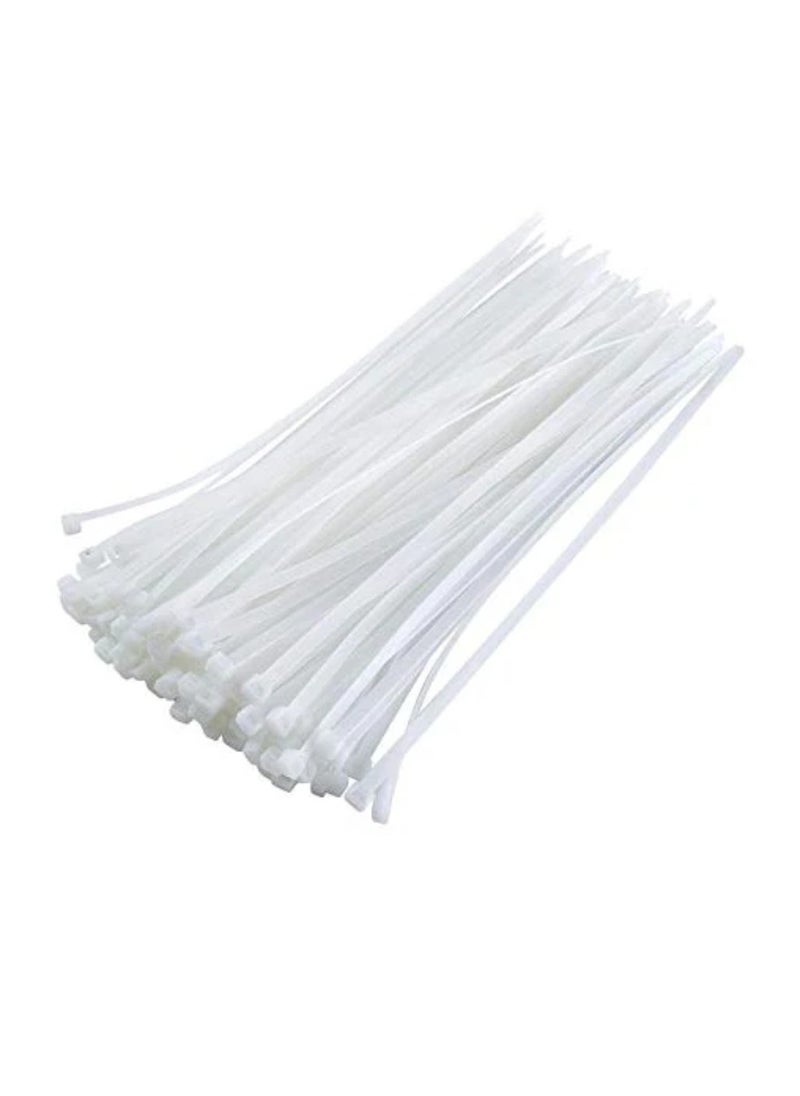 Yuwell 3.6X300MM Cable Ties 100 Pcs Wire Ties Self-Locking Heavy Duty Nylon Plastic Zip Ties Wraps For Office, Household And Outdoor White 