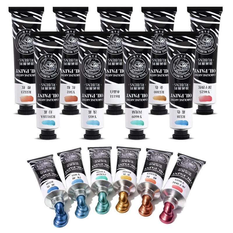 Paul Rubens Metallic Oil Paint Set,9 Colors*60ml Large Tubes, Professional Oil Based Paint for Canvas Paint, High Saturation and Consistency, Oil Paints Supplies for Artists, Students, Beginners - Image 1