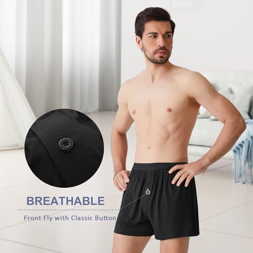 BAMBOO COOL شورتات بوكسر للرجال من BAMBOO COOL، ناعمة ومريحة وقابلة للتنفس، شورتات قصيرة للرجال (5 قطع)، كبير - Image 5