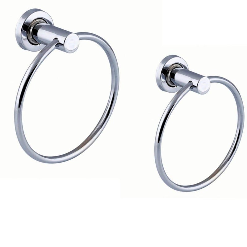 Proniks Proniks Wall Mounted Stainless Steel with Chrome Finish Round Napkin Holder | Towel Hanger Ring for | Kitchen | Wash Area | Bathroom (Round Pipe Ring with Cap) Pack of 2 - Image 1