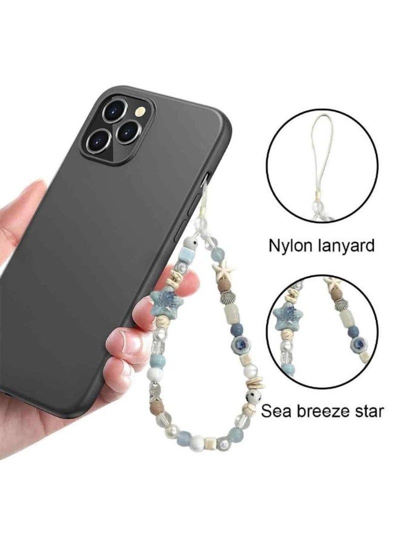 phomemo Stylish Beaded Phone Charms, Star Shell Design Lanyard with Wrist Strap for Smartphones (Multicolor) - Image 3