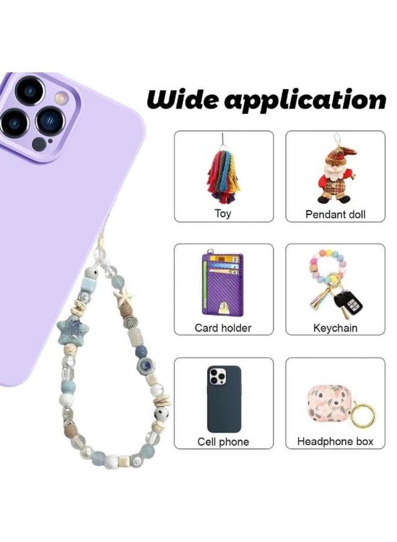 phomemo Stylish Beaded Phone Charms, Star Shell Design Lanyard with Wrist Strap for Smartphones (Multicolor) - Image 4