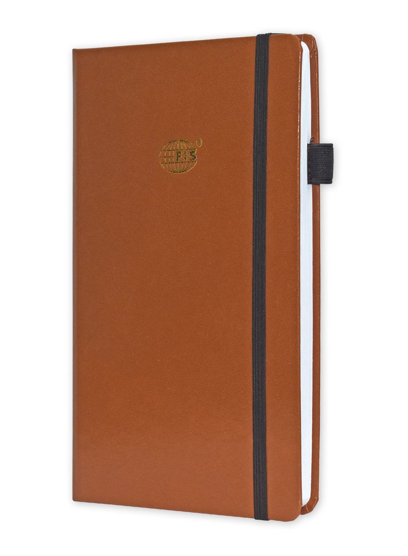 FIS FIS Budget Planner with Elastic Pen Loop, Vinyl, Size A5, White Paper, 100 GSM, 128 Pages, Hard Cover, Round Corners, Colour Brown - FSORA5BPLANVBR - Image 1