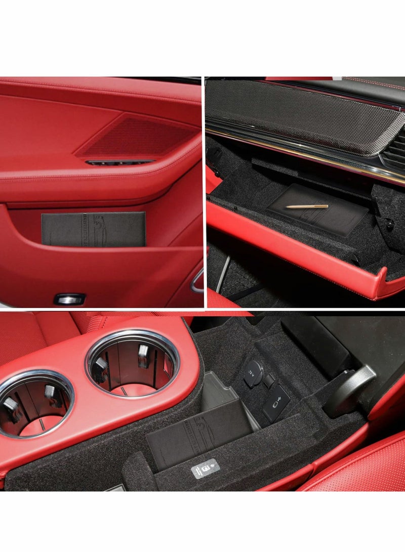 Excefore حامل بطاقة تأمين تسجيل السيارة، منظم صندوق القفازات للسيارة، محفظة مستندات، مجلد يدوي من الجلد، حجرة السيارة، حافظة الترخيص، ملحقات الشاحنة أو بطاقة الهوية، السائق - Image 4