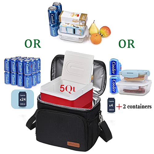 TuErCao Soft Cooler Bag Insulated Leakproof Portable Collapsible Small Ice Chest for Beach Picnic Camping Travel for Car Road Trips, Lunch Box Cooler for Men Work Hieleras para Trabajo, Black - Image 2