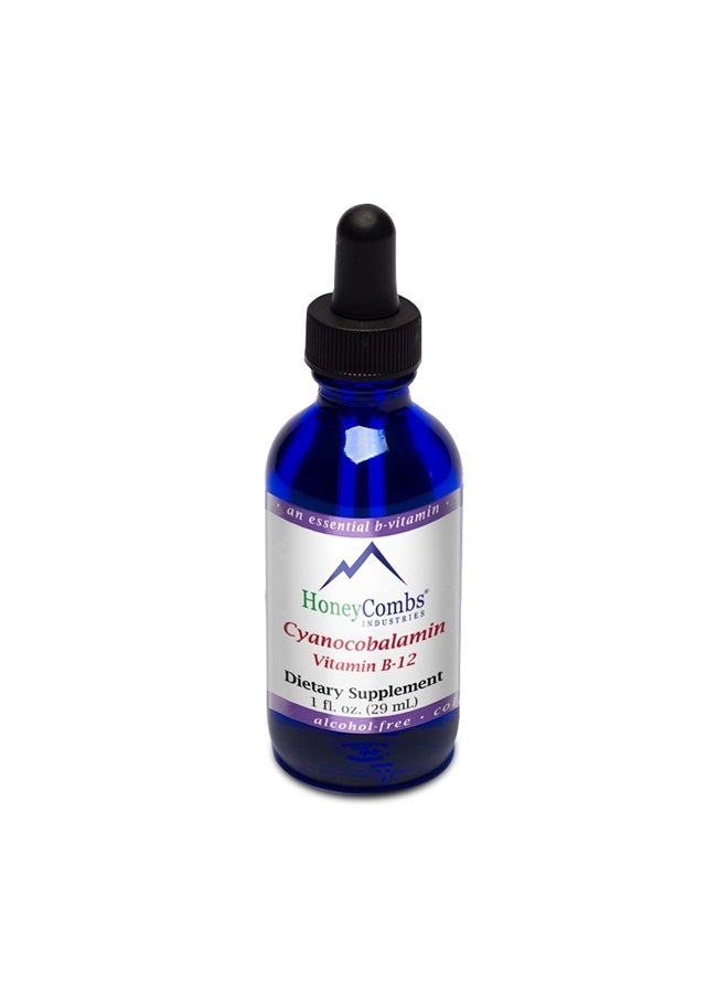 HoneyCombs Vitamin B12 Liquid Drops – B12 Liquid Cyanocobalamin Drops to Support Brain Function & Heart Health – Liquid Vitamin Energy Supplement – Alcohol-Free Skin, Nails & Hair Vitamin Supplement, 1 Fl Oz. - Image 1