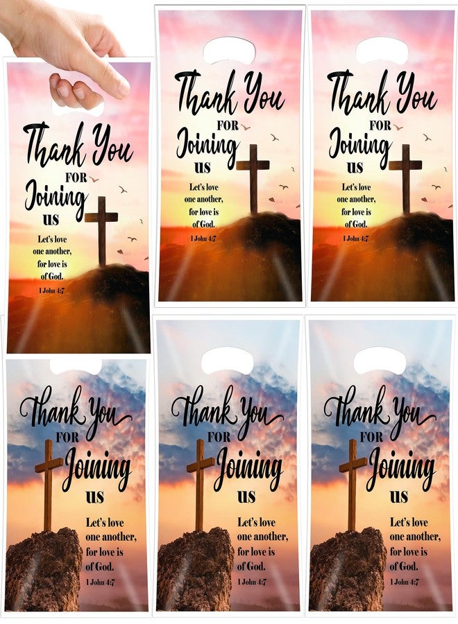 FUULOXE 100 Pcs Welcome to Our Church Gift BagsThank You for Joining Us Gift Pockets Religious Cross Goody Treat Bags with Handles for Jesus Birthday Sunday School Baptism Guest Decorations - Image 1