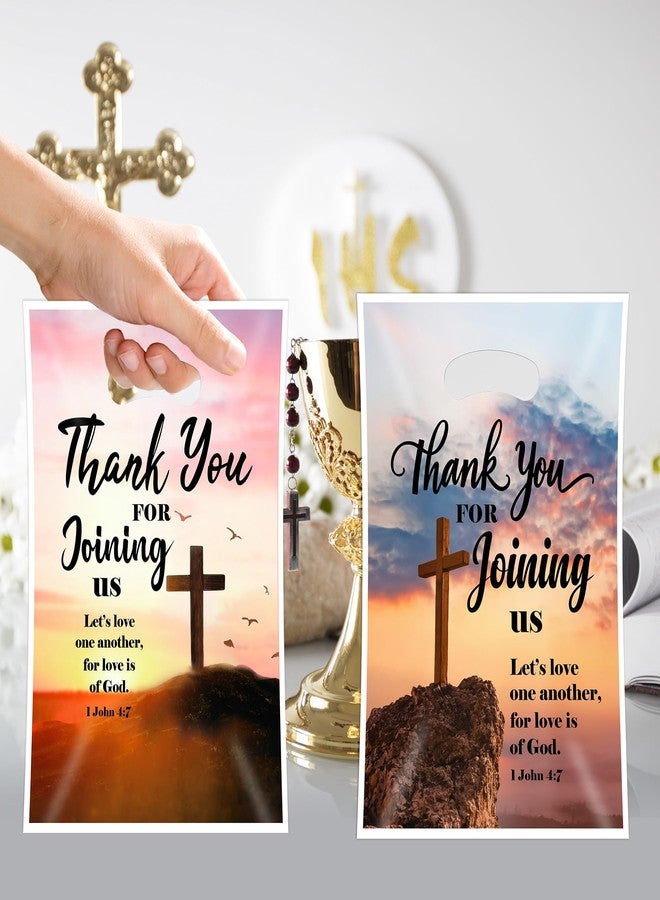 FUULOXE 100 Pcs Welcome to Our Church Gift BagsThank You for Joining Us Gift Pockets Religious Cross Goody Treat Bags with Handles for Jesus Birthday Sunday School Baptism Guest Decorations - Image 4