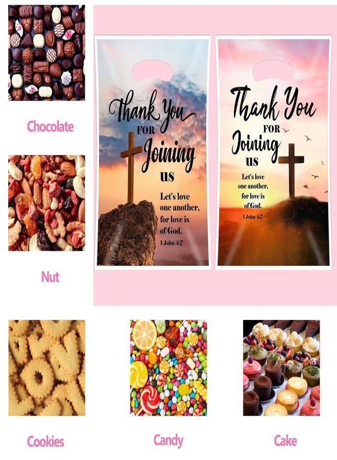 FUULOXE 100 Pcs Welcome to Our Church Gift BagsThank You for Joining Us Gift Pockets Religious Cross Goody Treat Bags with Handles for Jesus Birthday Sunday School Baptism Guest Decorations - Image 3