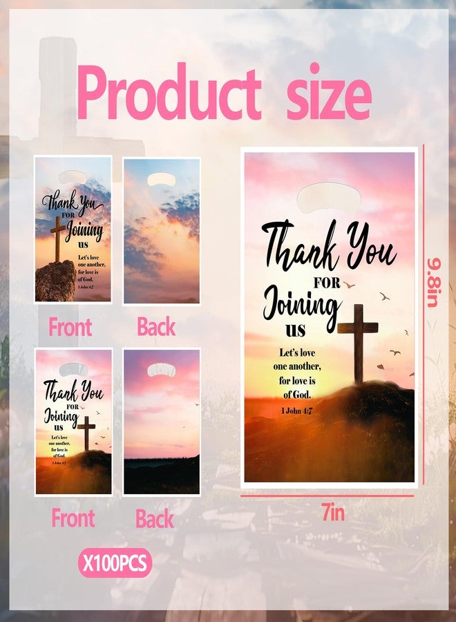 FUULOXE 100 Pcs Welcome to Our Church Gift BagsThank You for Joining Us Gift Pockets Religious Cross Goody Treat Bags with Handles for Jesus Birthday Sunday School Baptism Guest Decorations - Image 2