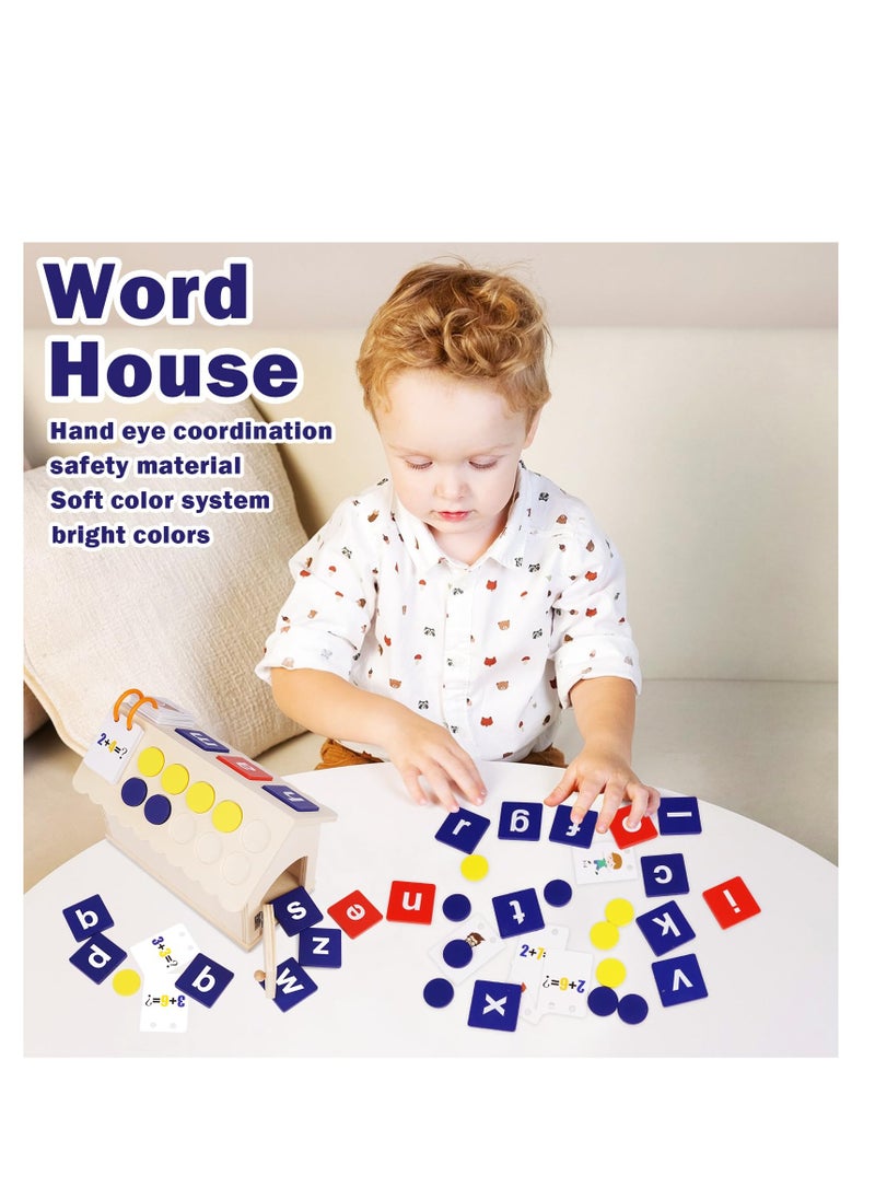 Wooden CVC Word Spelling Games, Alphabet Puzzle Reading Blocks Toy, Addition and Subtraction Montessori Toys, Matching Letters Spelling Games, Gift for Preschool Kindergarten